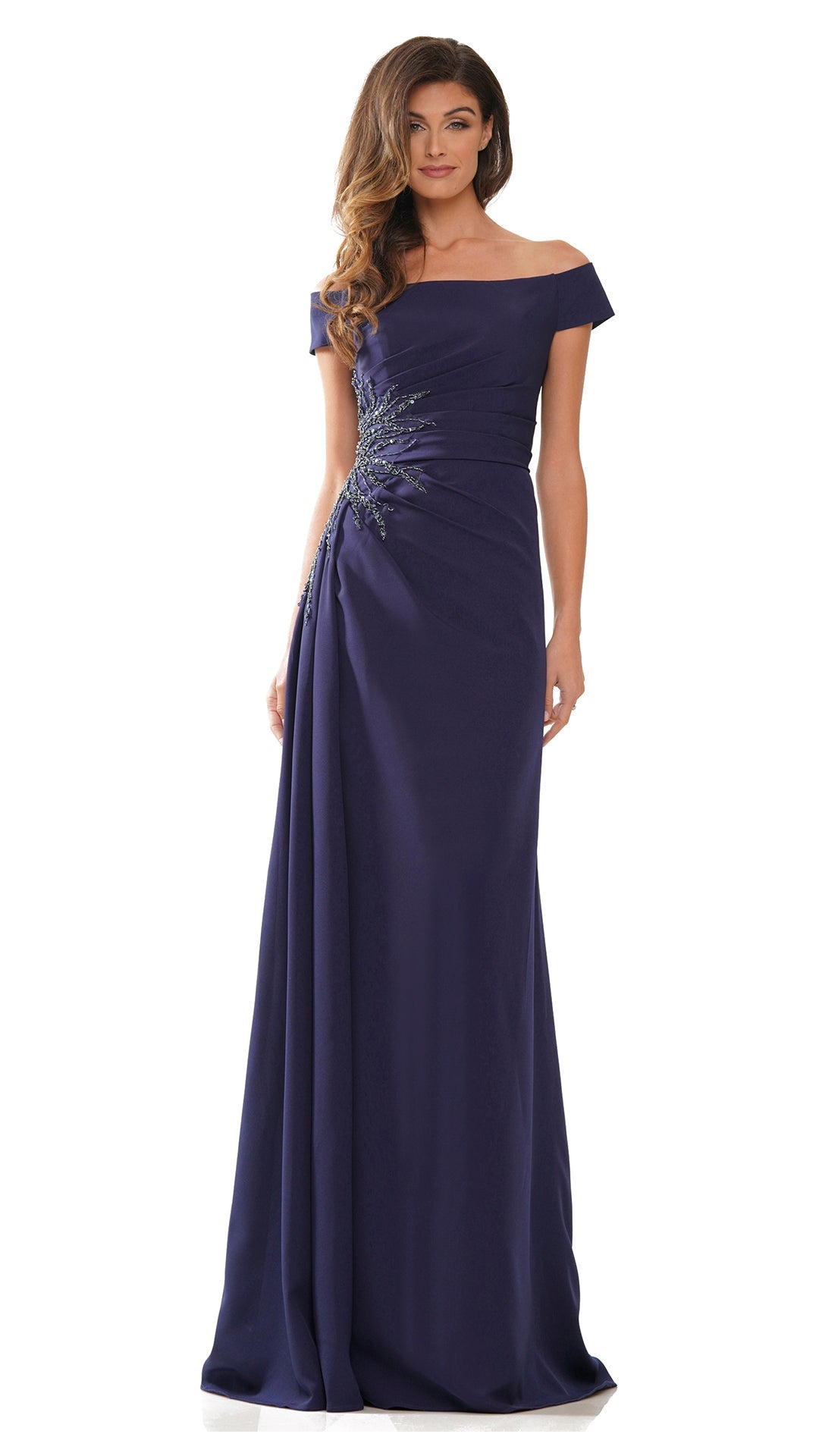 Off-the-Shoulder Floor-Length Satin Occasion A-Line Rina di Montella RD2806A