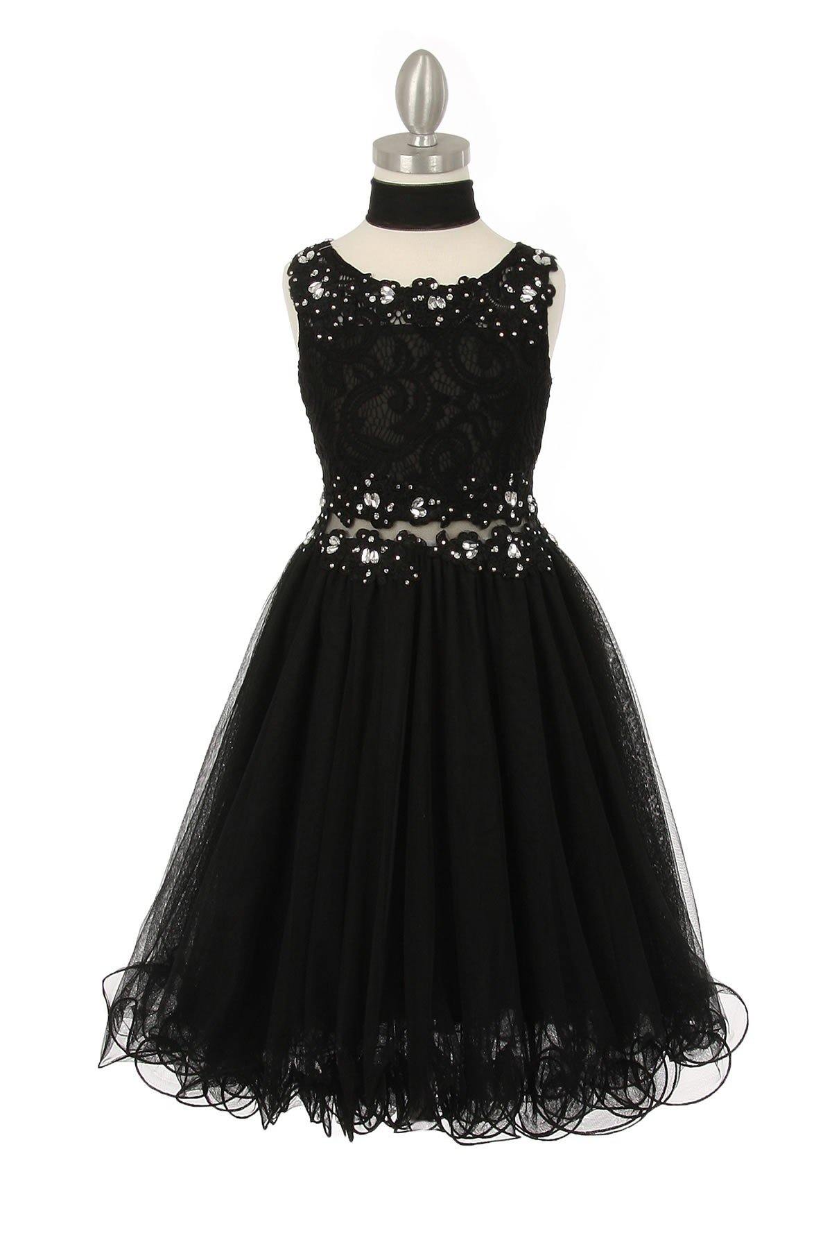 Little Girls Burgundy Lace Mesh Rhinestone Wired Flower Girl Dress 4-6
