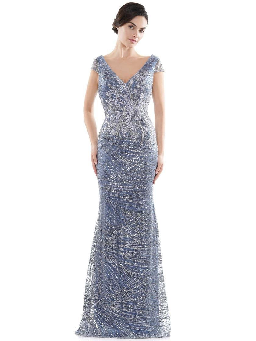 Rina di Montella Long Formal Cap Sleeve Dress 2723 - The Dress Outlet