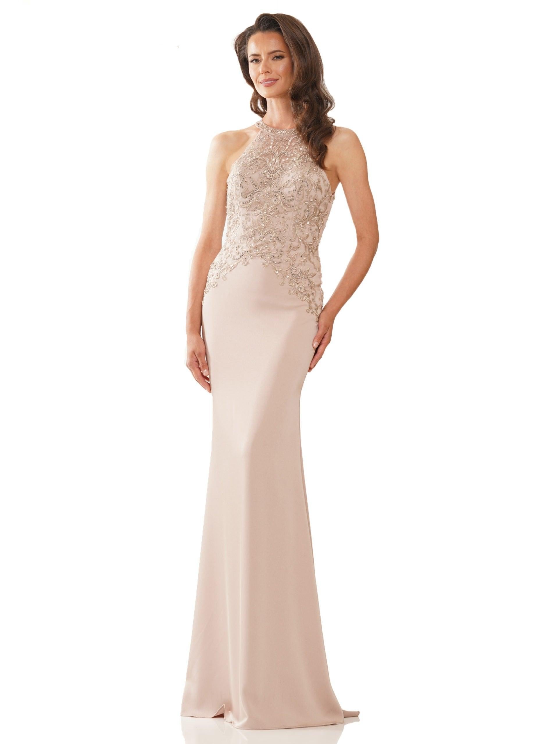 Rina di Montella Long Halter Formal Dress 2755 - The Dress Outlet