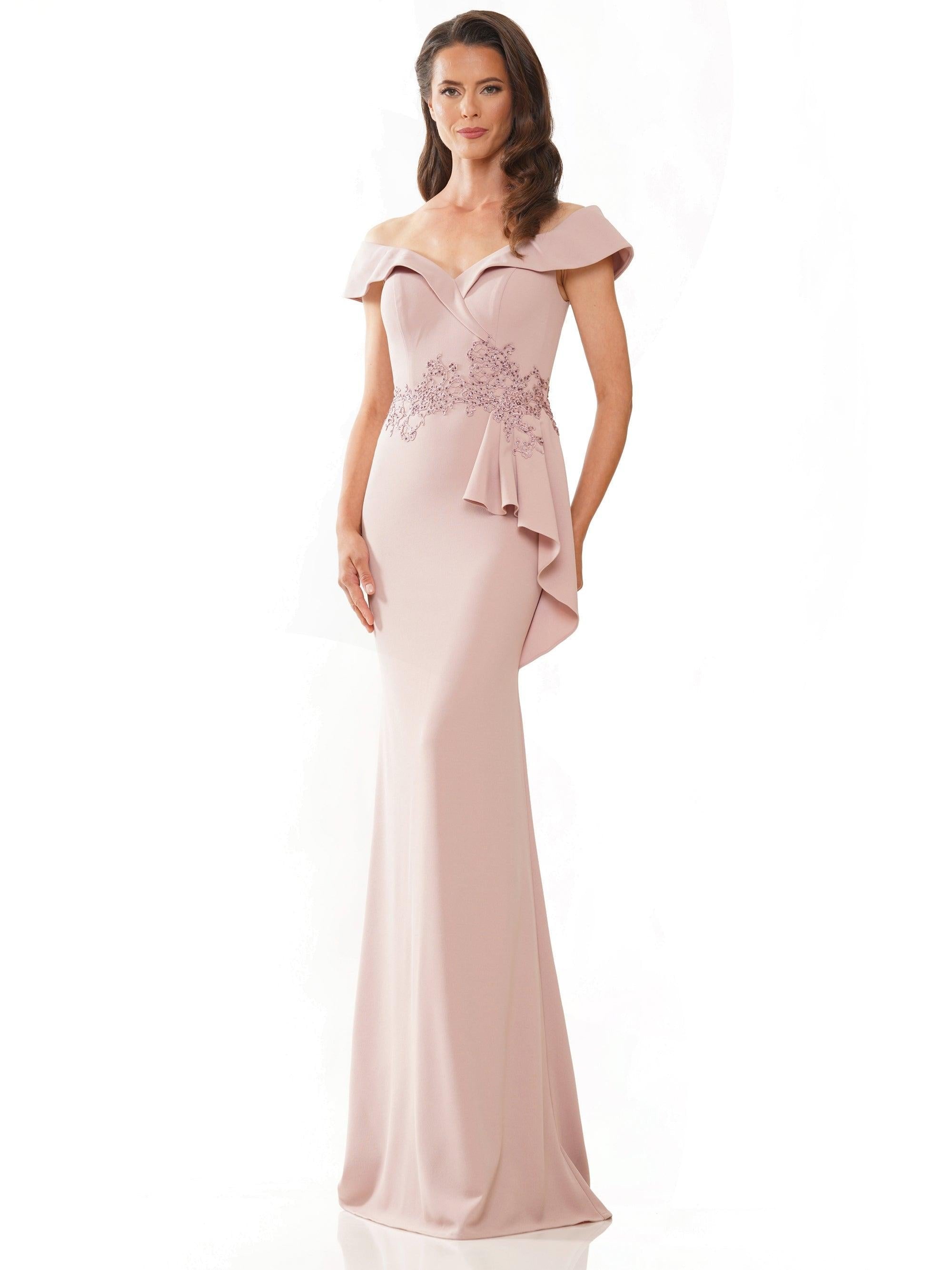 Rina di Montella Long Off Shoulder Formal Gown 2821 - The Dress Outlet