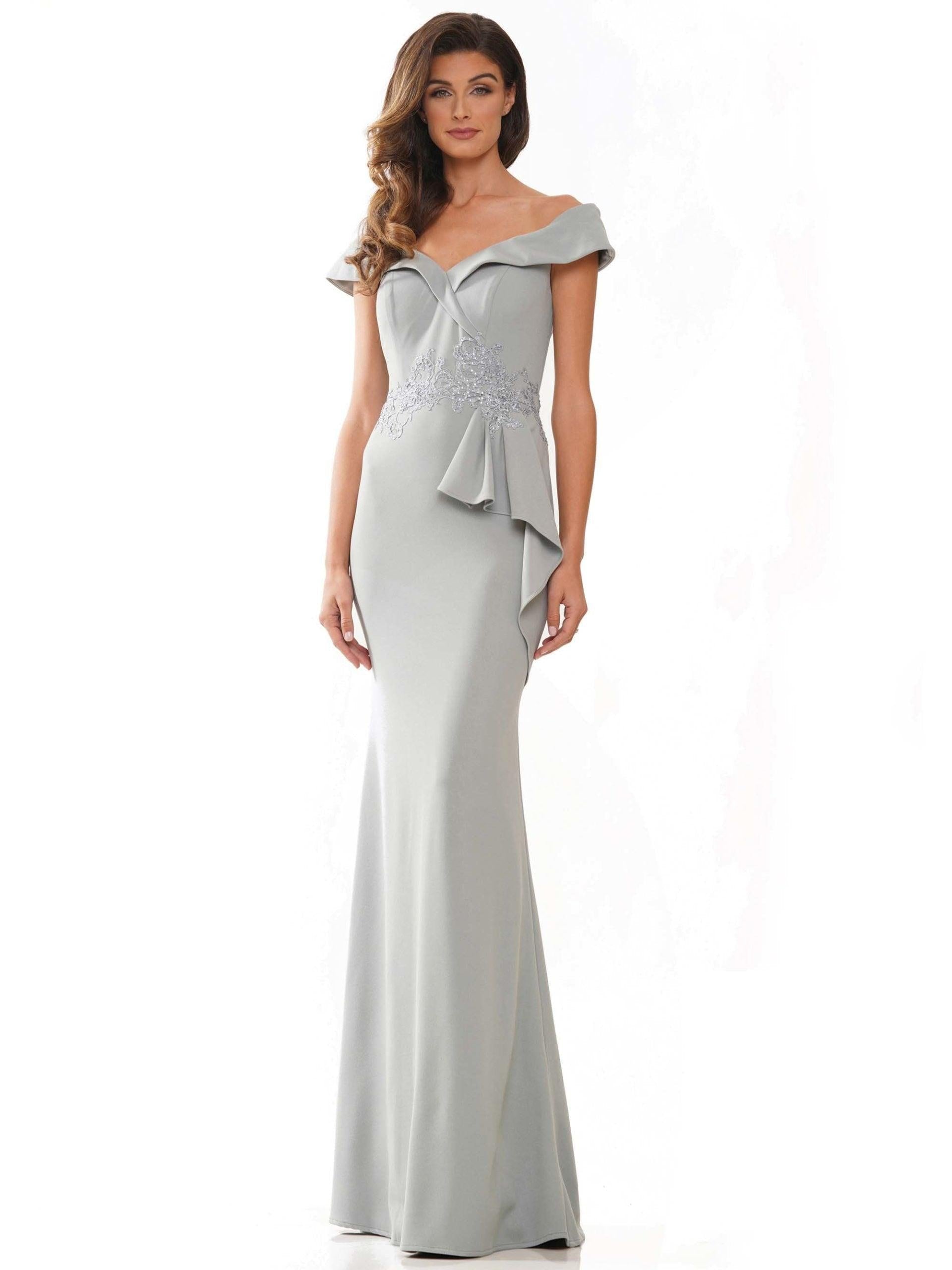 Rina di Montella Long Off Shoulder Formal Gown 2821 - The Dress Outlet