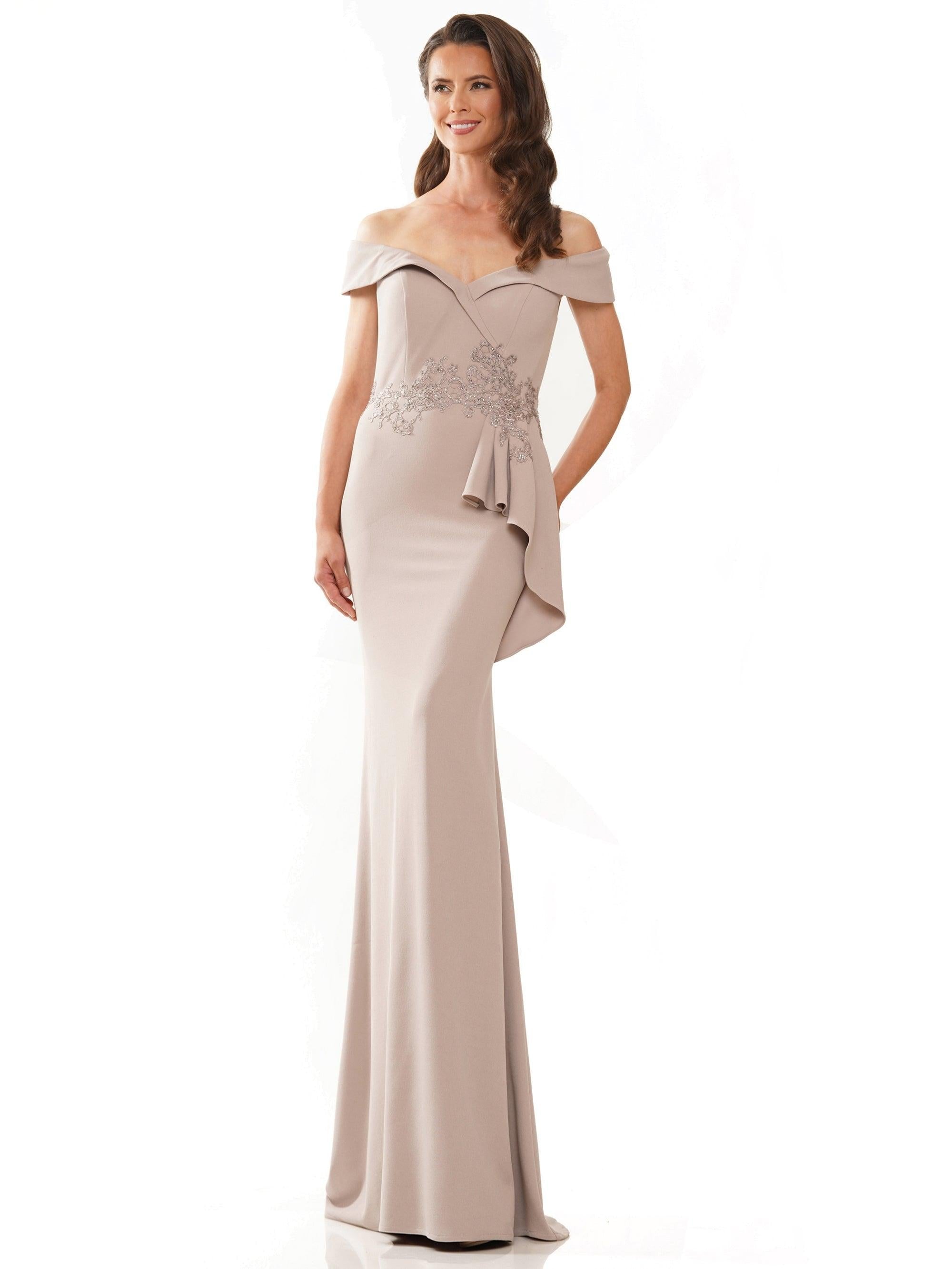 Rina di Montella Long Off Shoulder Formal Gown 2821 - The Dress Outlet