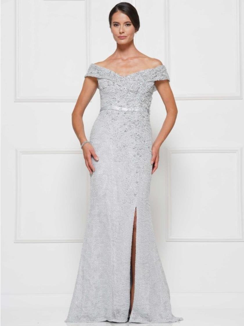 Rina di Montella Off Shoulder Long Dress 2655 - The Dress Outlet