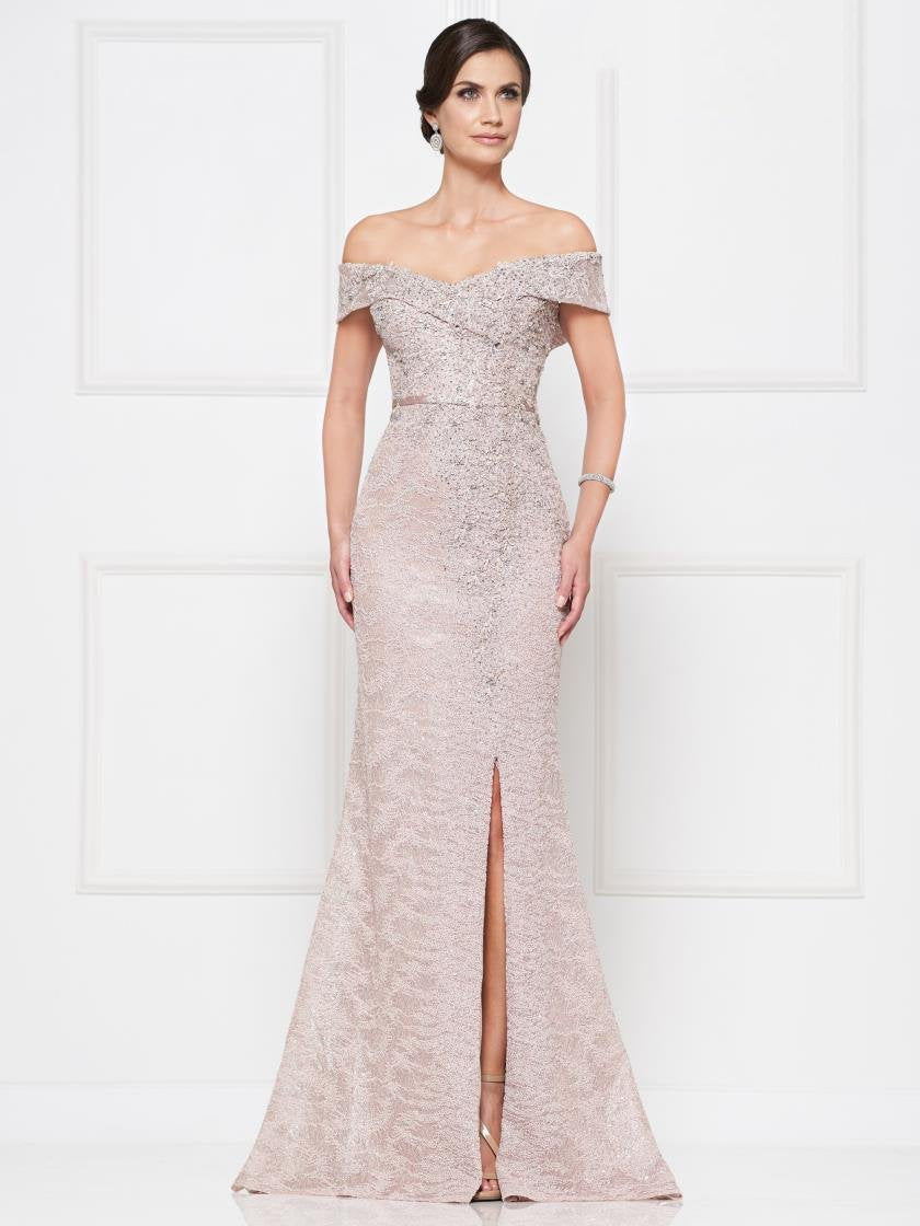 Rina di Montella Off Shoulder Long Dress 2655 - The Dress Outlet