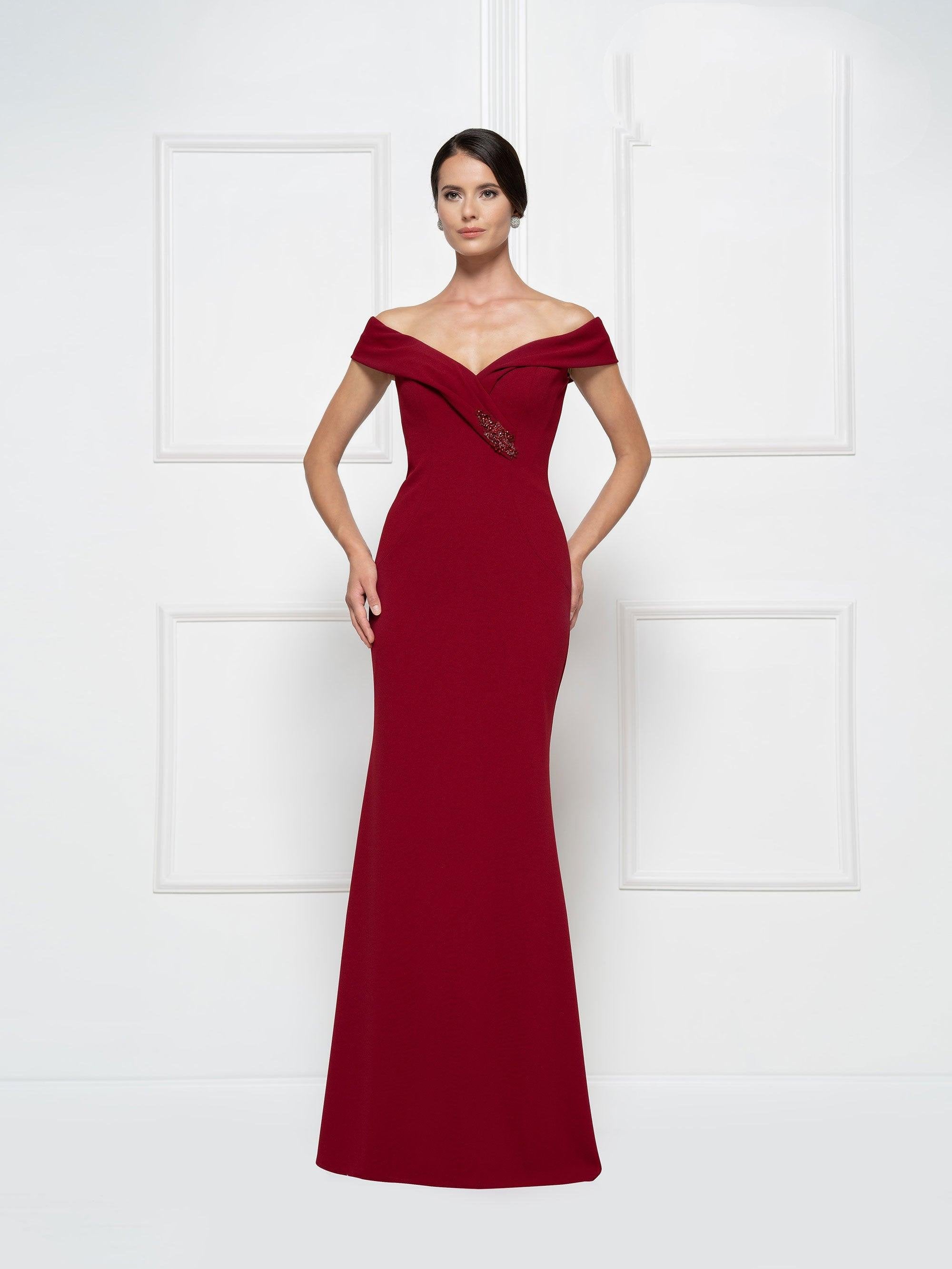 Rina di Montella Off Shoulder Long Dress 2690 - The Dress Outlet