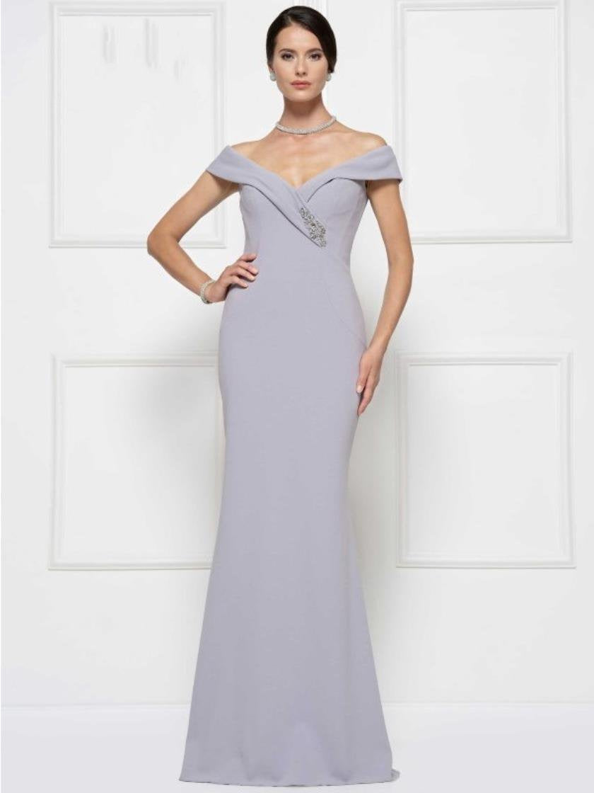 Rina di Montella Off Shoulder Long Dress 2690 - The Dress Outlet