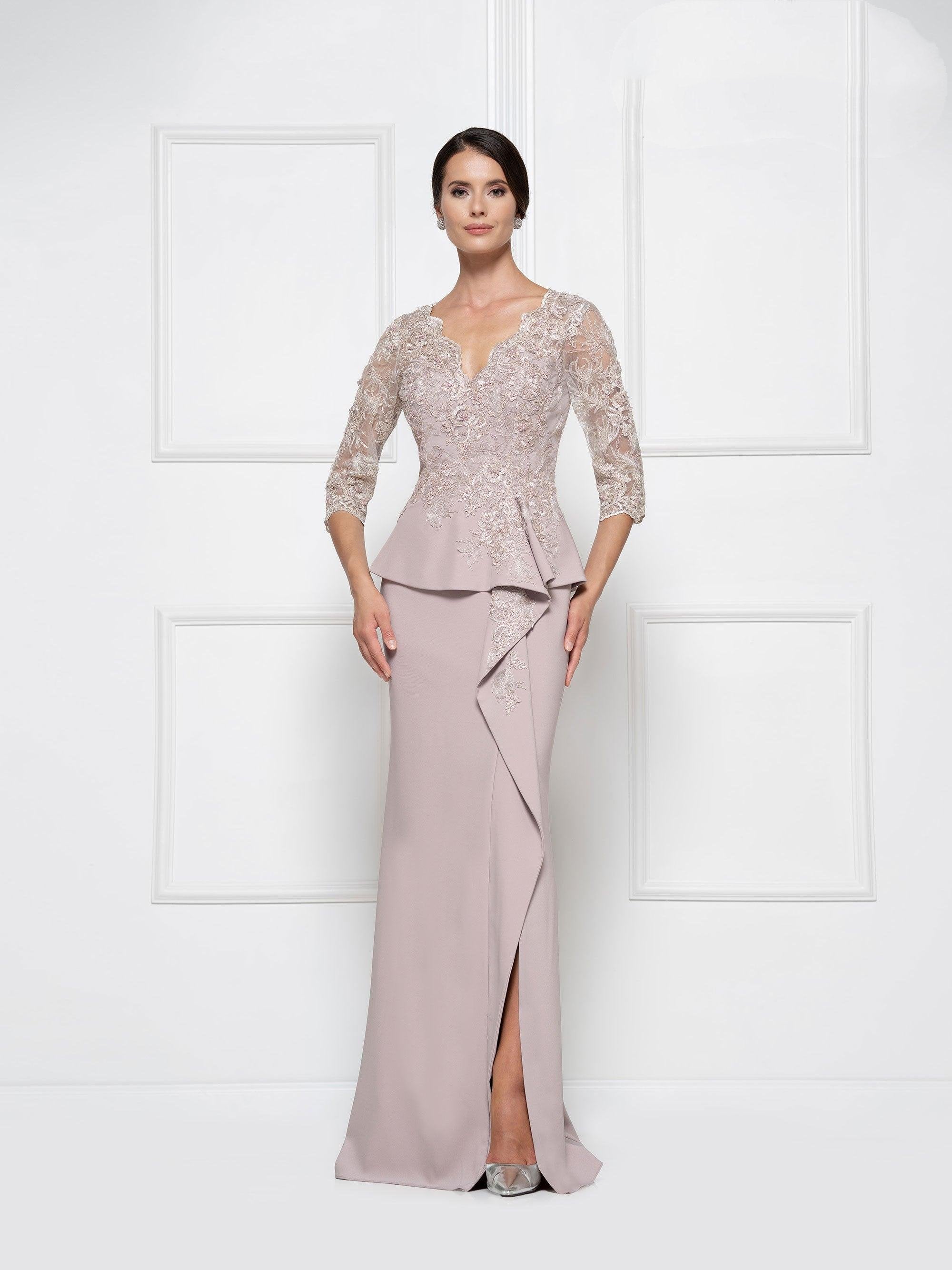 Rina di Montella Peplum Style Long Dress 2685 - The Dress Outlet
