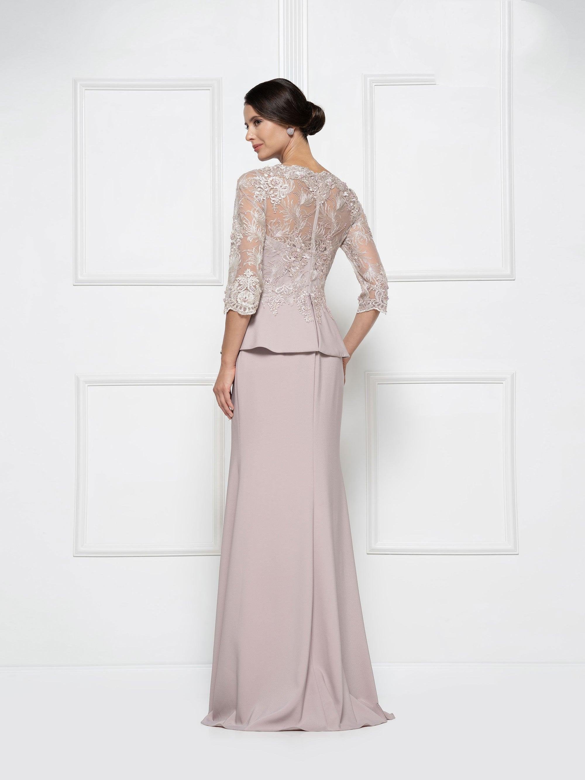 Rina di Montella Peplum Style Long Dress 2685 - The Dress Outlet