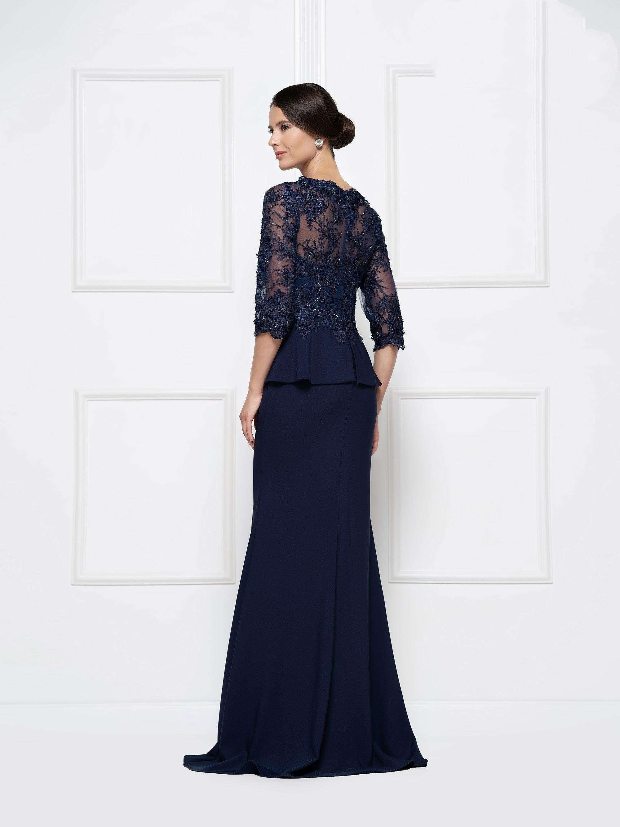Rina di Montella Peplum Style Long Dress 2685 - The Dress Outlet