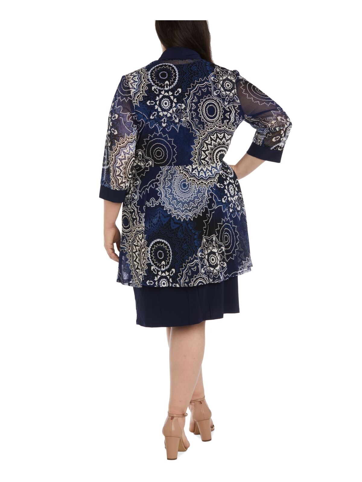 Navy 18W Dress Short Print Jacket Cocktail R&M Richards 7883W