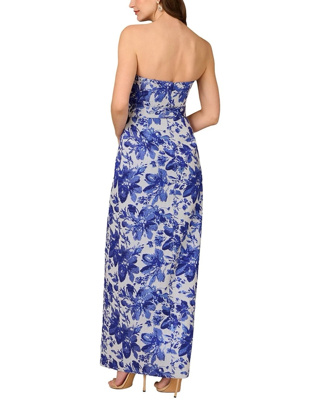 Rich Royal Aidan Mattox MD1E209541 Square Neck Long Floral Brocade Prom Gown