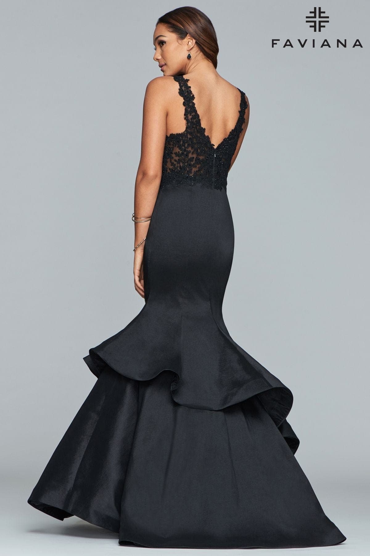 Faviana S10242 Long Beaded Layered Prom Formal Dress