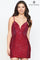 Cocktail Dresses Short Homecoming Fitted Cocktail Beaded Dress Ruby