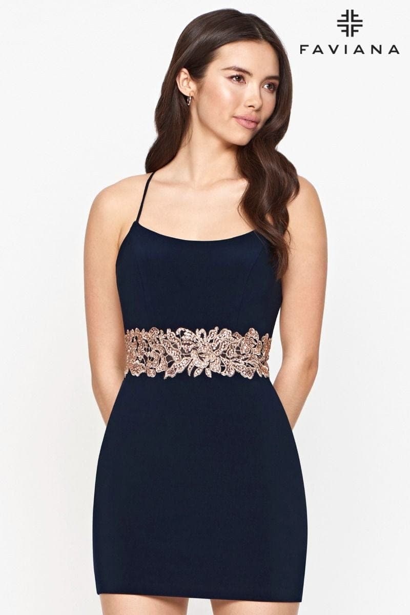 Cocktail Dresses Short Fitted Cocktail Mini Dress Navy/Rose Gold