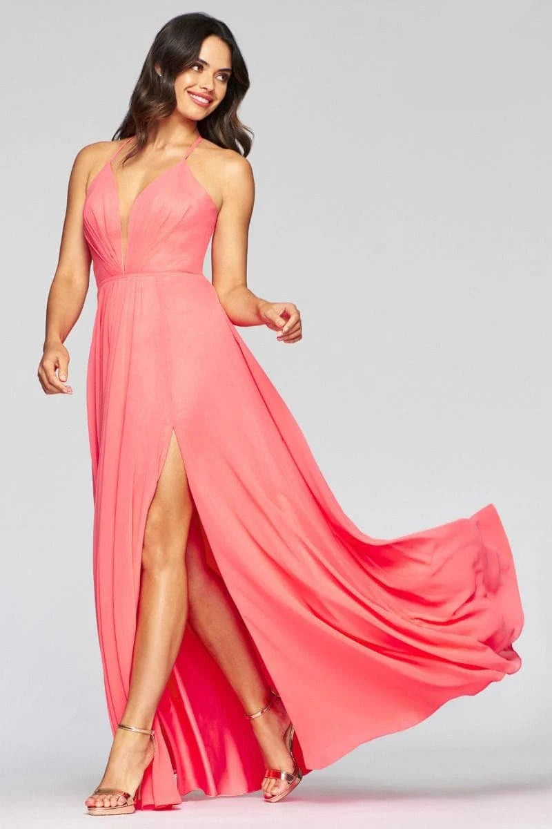 Prom Dresses A Line Long Formal Slit Prom Dress Sorbet