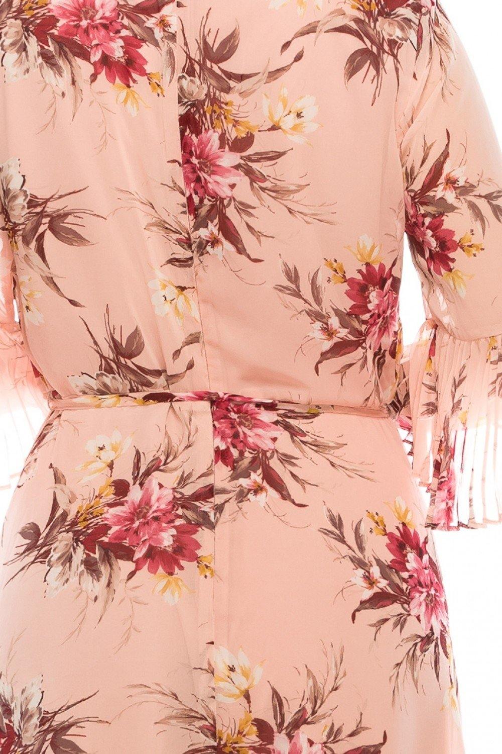 Rose Sandra Darren Floral Printed Midi Faux Wrap Dress Formal