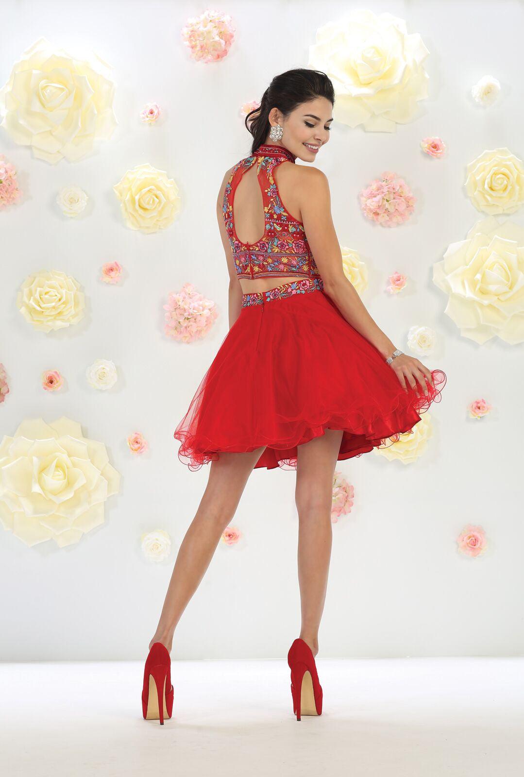 Sassy Short Two Piece Homecoming Dresses - The Dress Outlet May Queen