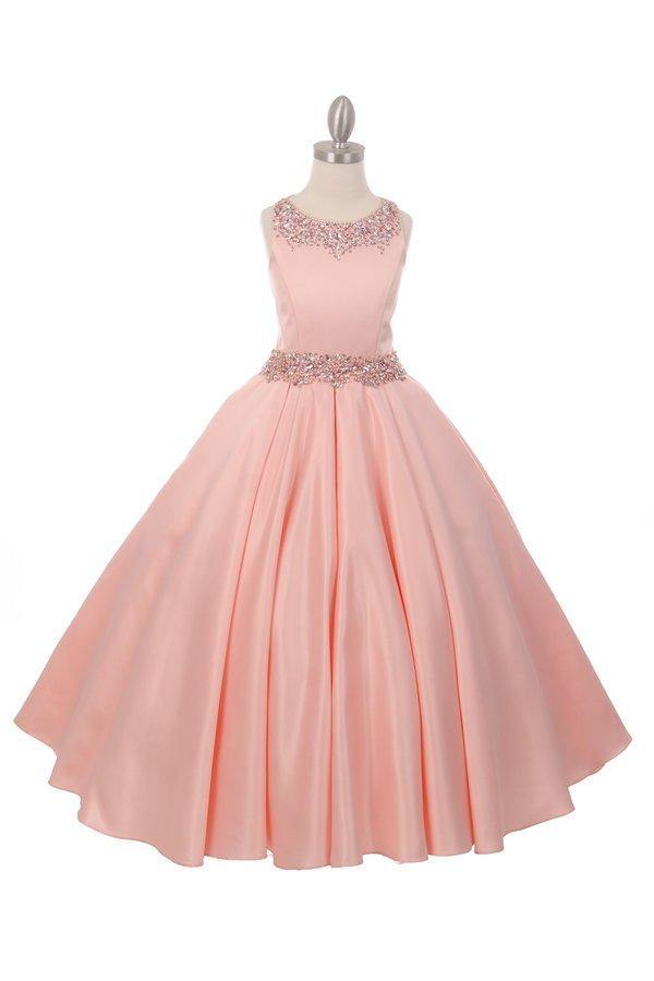 Satin and Sequin Ball Gown Flower Girl Dess - The Dress Outlet Cinderella Couture