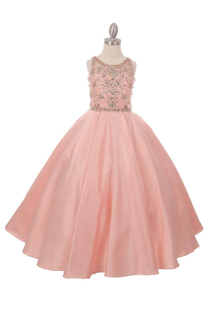 Satin and Sequin Ball Gown Flower Girl Dress - The Dress Outlet Cinderella Couture