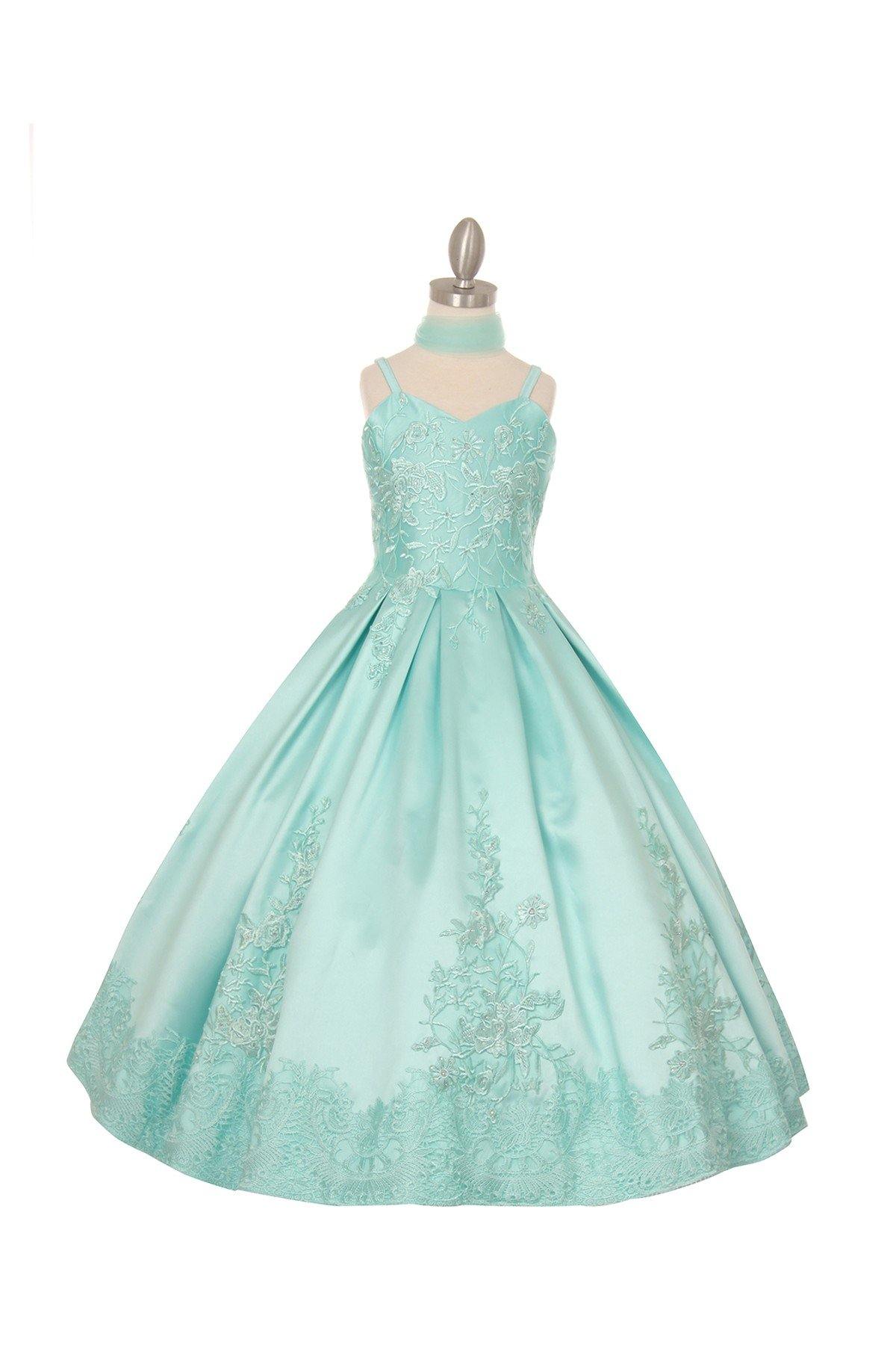 Satin Long Flower Girl Dress