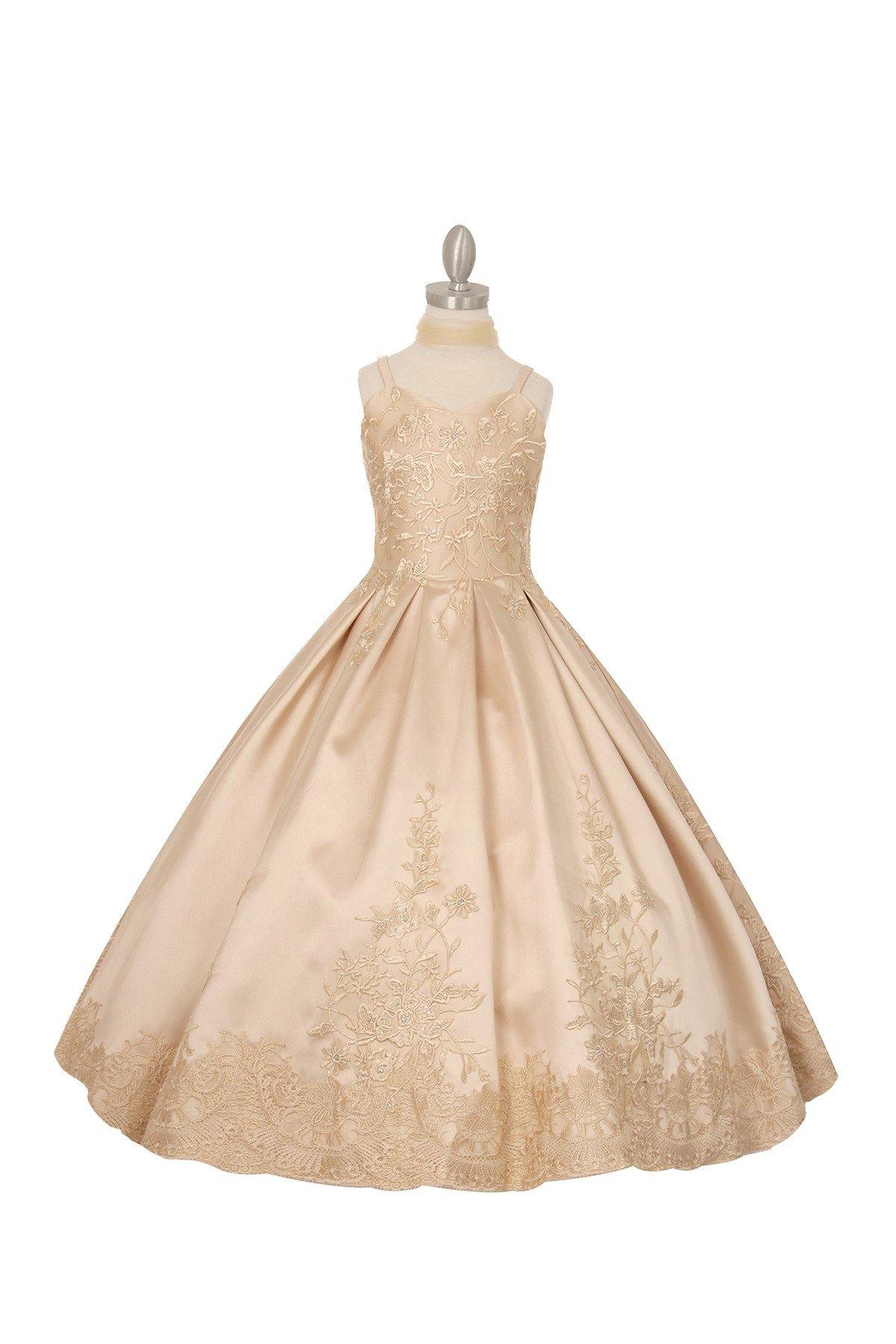 Satin Long Flower Girl Dress - The Dress Outlet Cinderella Couture