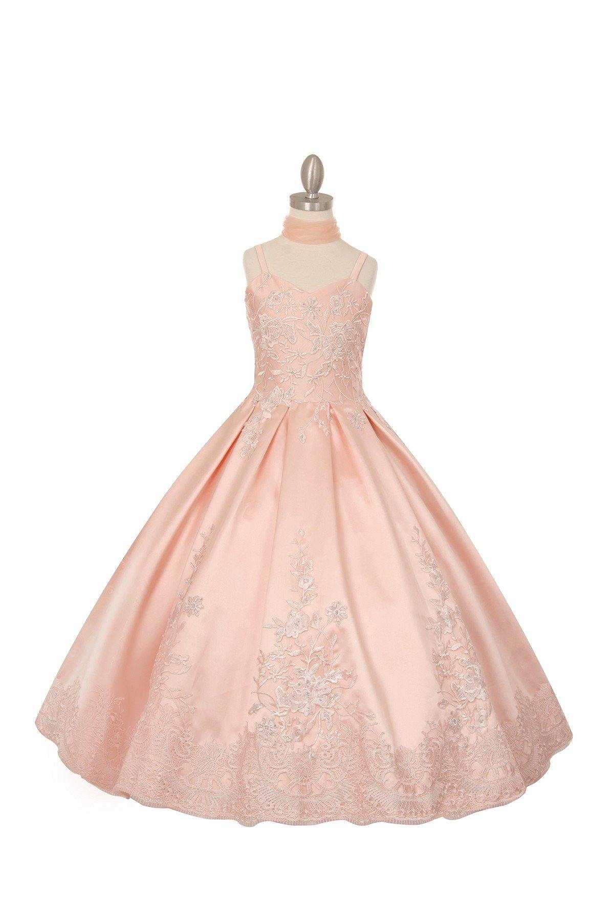 Satin Long Flower Girl Dress