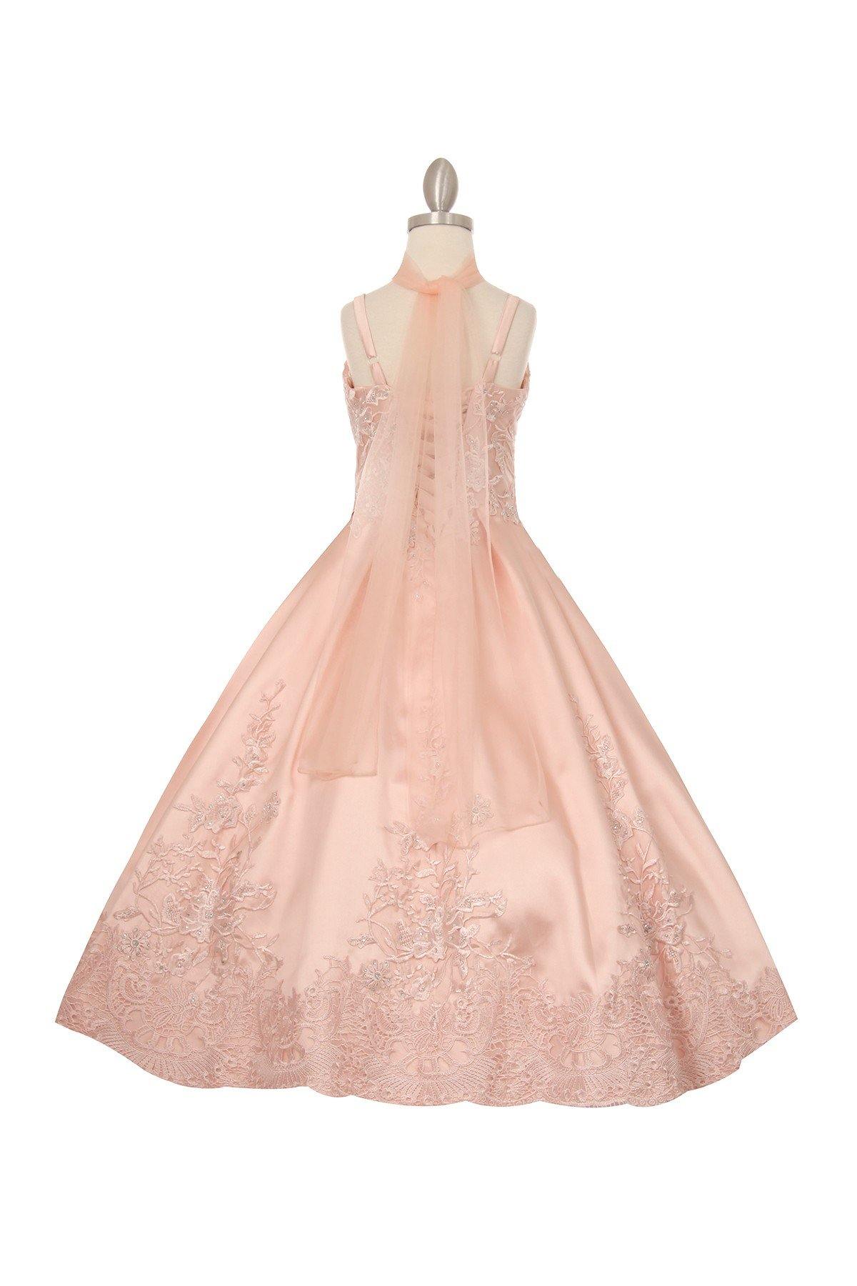 Satin Long Flower Girl Dress
