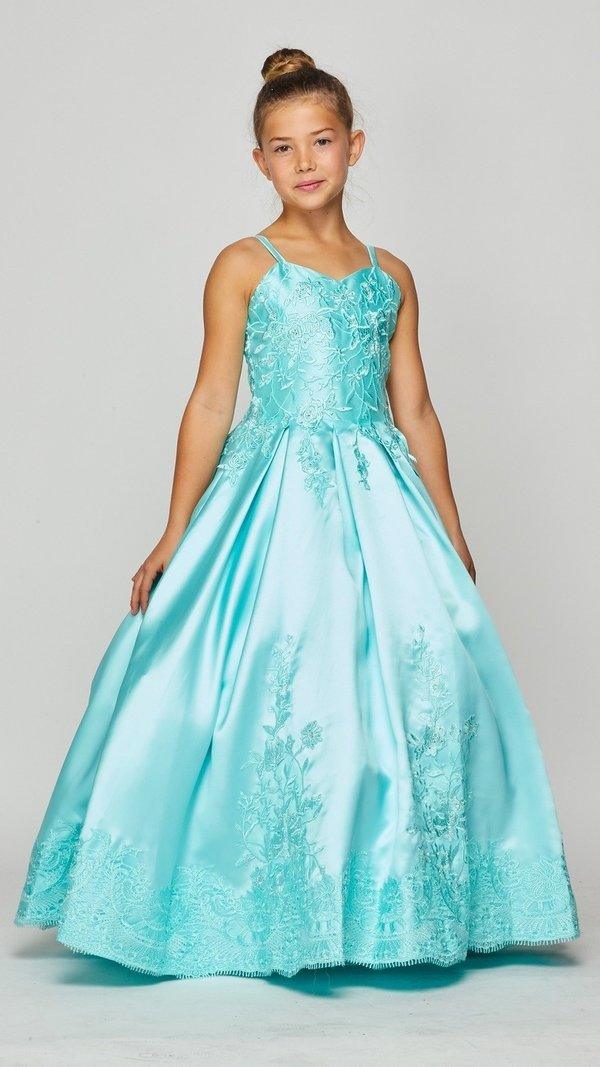 Satin Long Flower Girl Dress