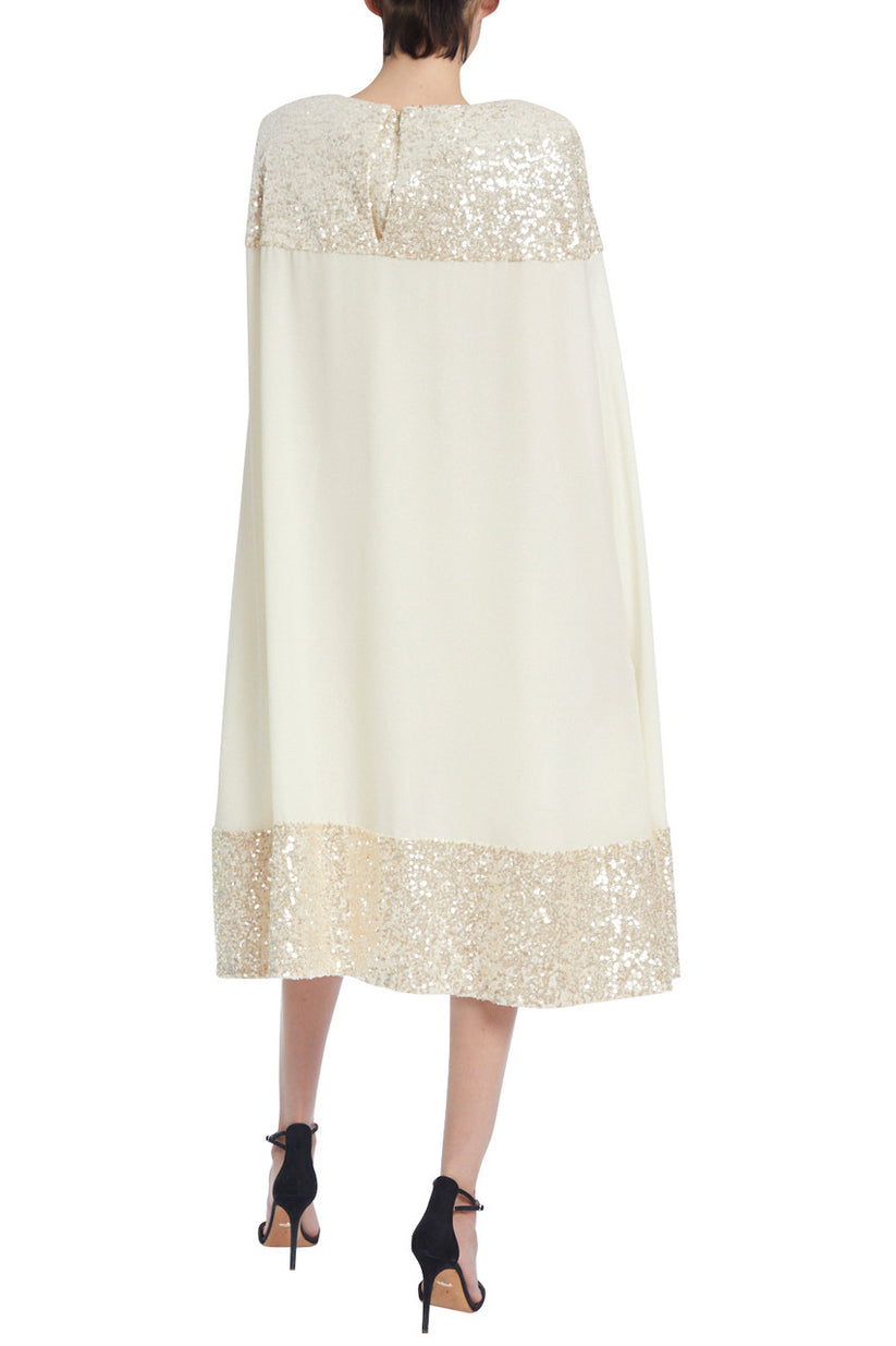 Badgley Mischka SC3829 Short Fitted Cape Cocktail Dress