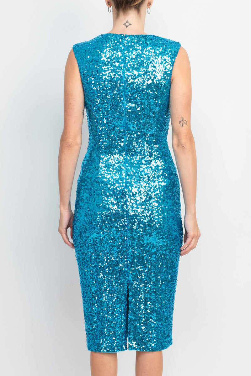 Cocktail Dresses Fitted  Sequine Cocktail Dress Turquoise