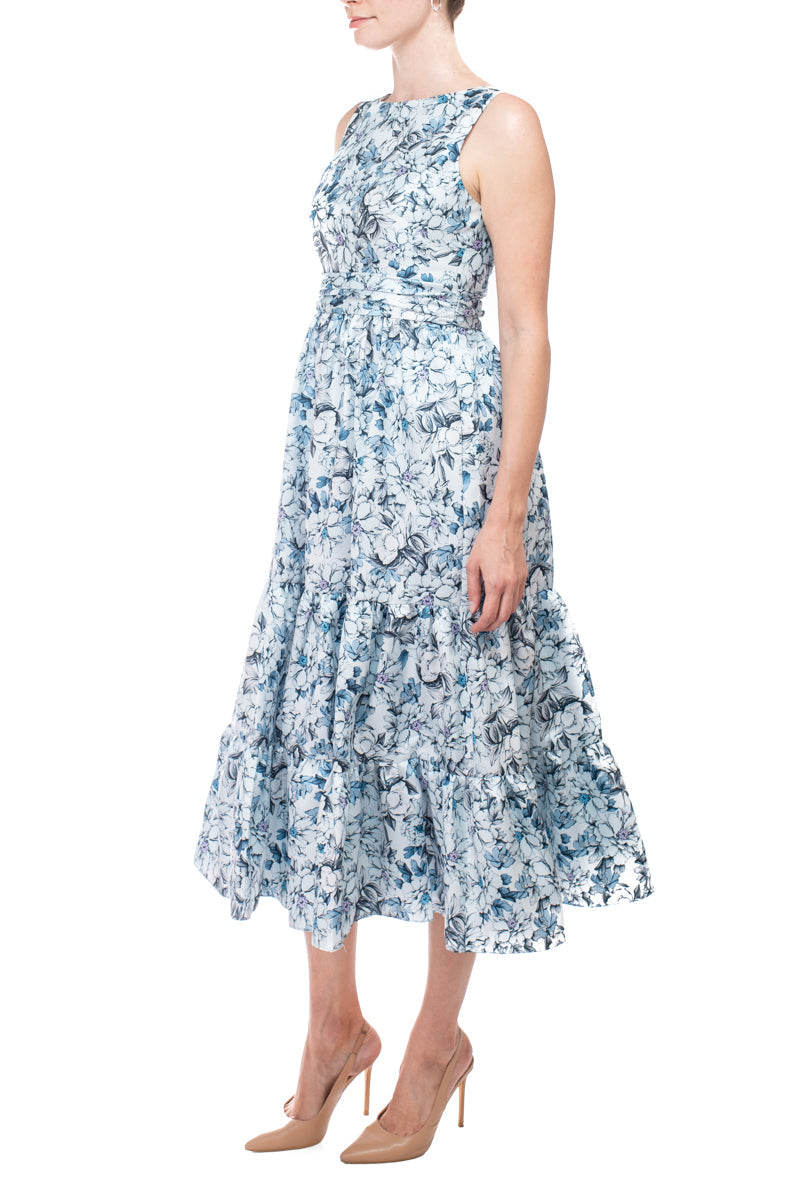 Badgley Mischka SC3933B Short Ruffle Floral Print Cocktail Dress