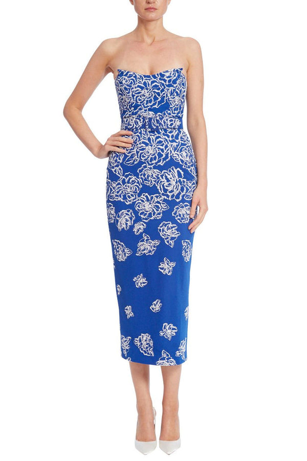 Cocktail Dresses Short Fitted Beaded Cocktail Midi Dress Blueberry