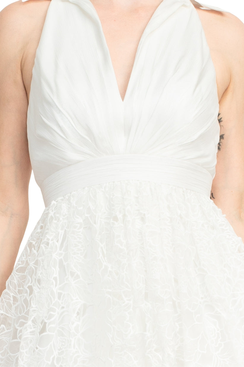 Badgley Mischka SC3965  Long Formal A Line Lace Midi Dress