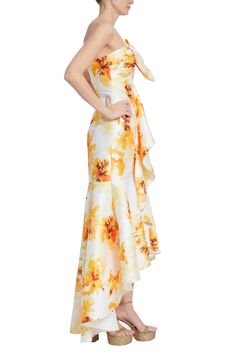 Badgley Mischka SC3982 High Low Floral Mermaid Formal Dress