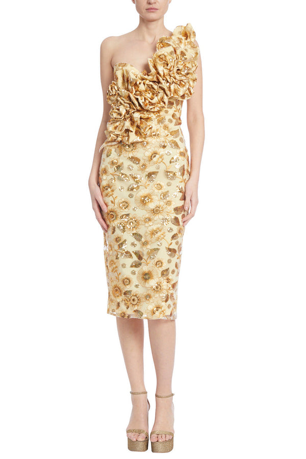 Cocktail Dresses Fitted Short Cocktail Midi Dress Yellow Multi