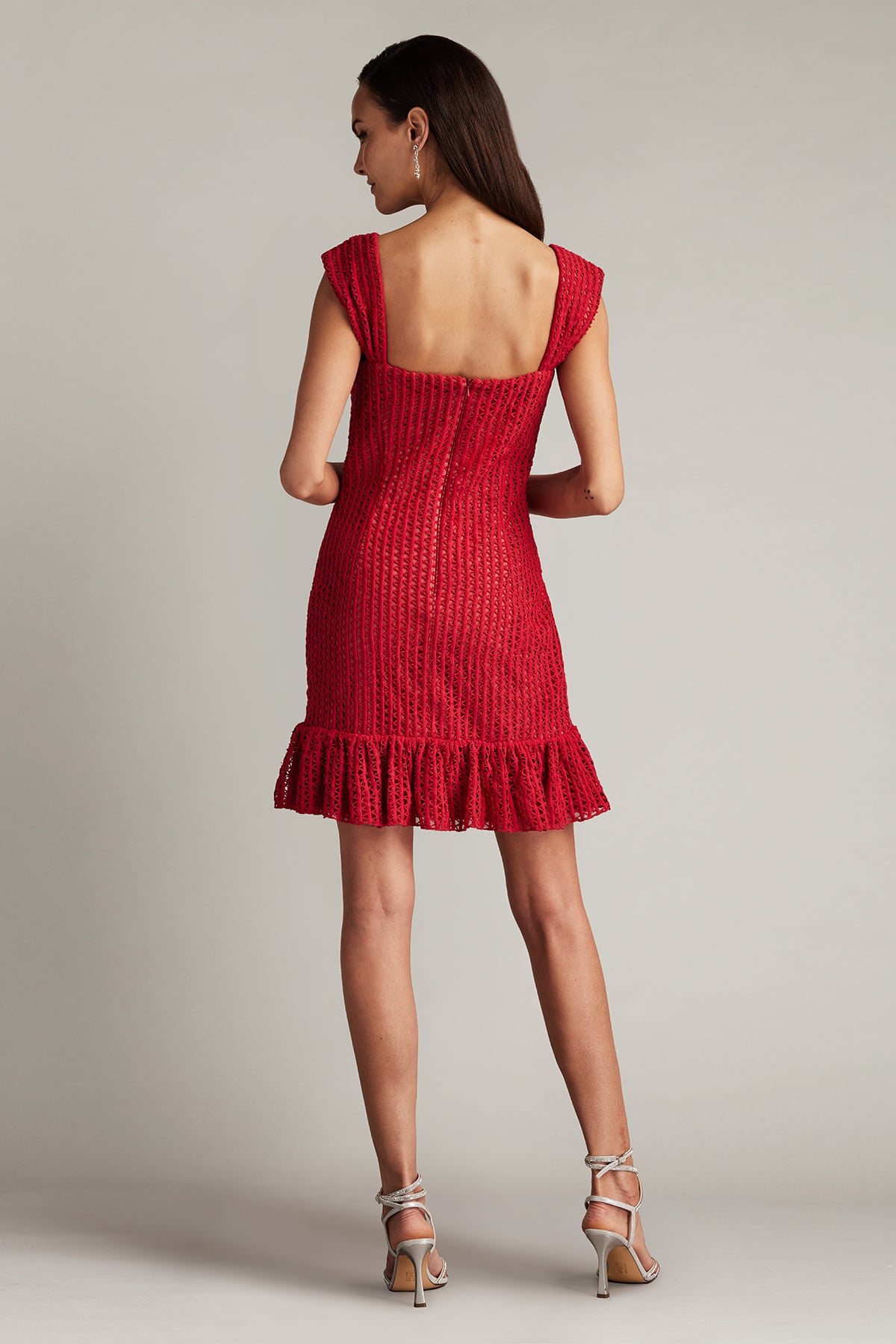 Rouge V-Neck Floor-Length Sequin Cocktail Gown with High Slit Tadashi Shoji SCHE24621S