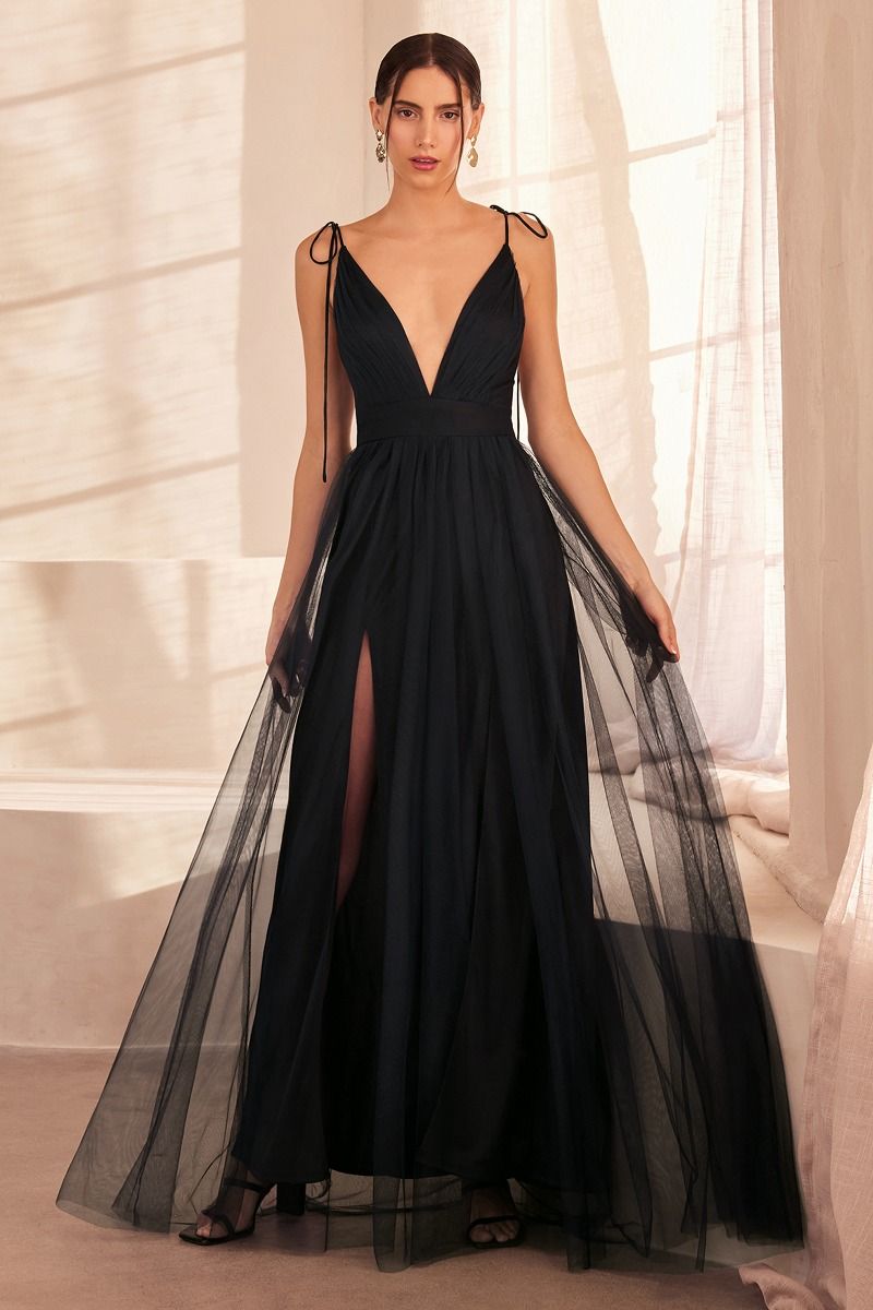 Prom Dresses Long Formal A Line Slit Prom Dress Black