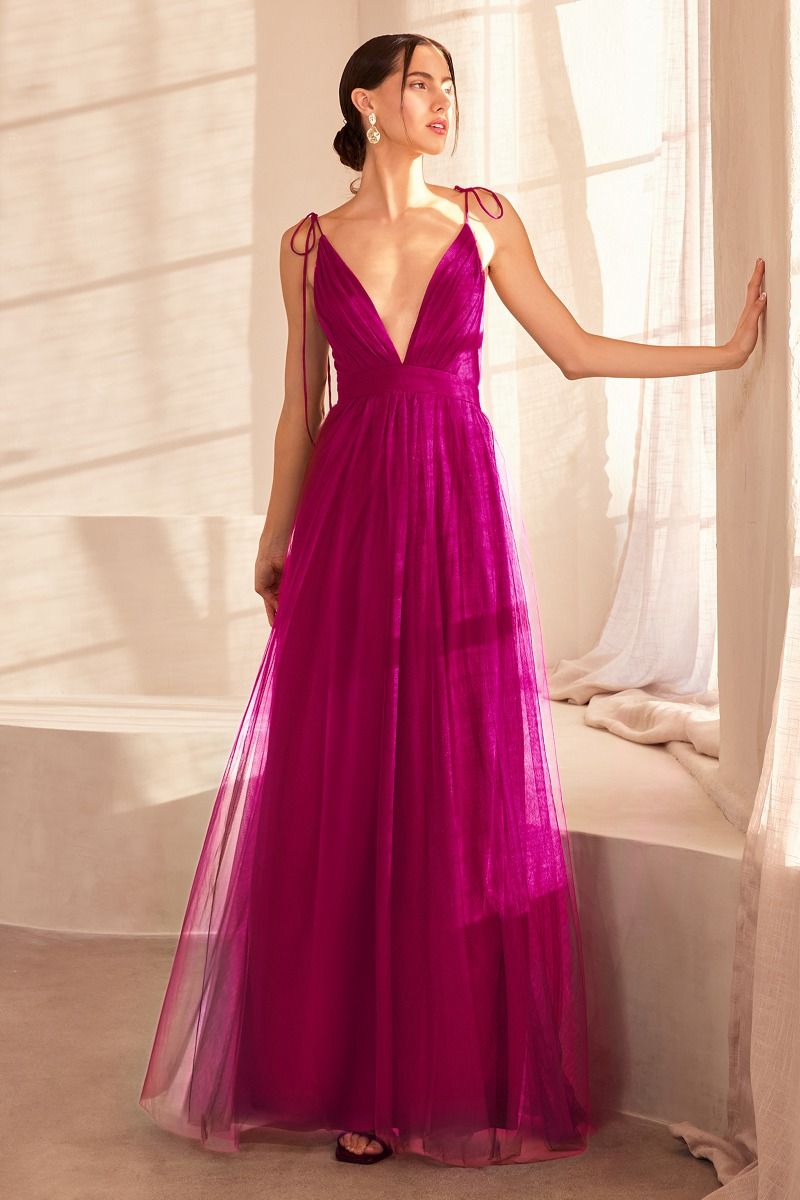 Prom Dresses Long Formal A Line Slit Prom Dress Fuchsia