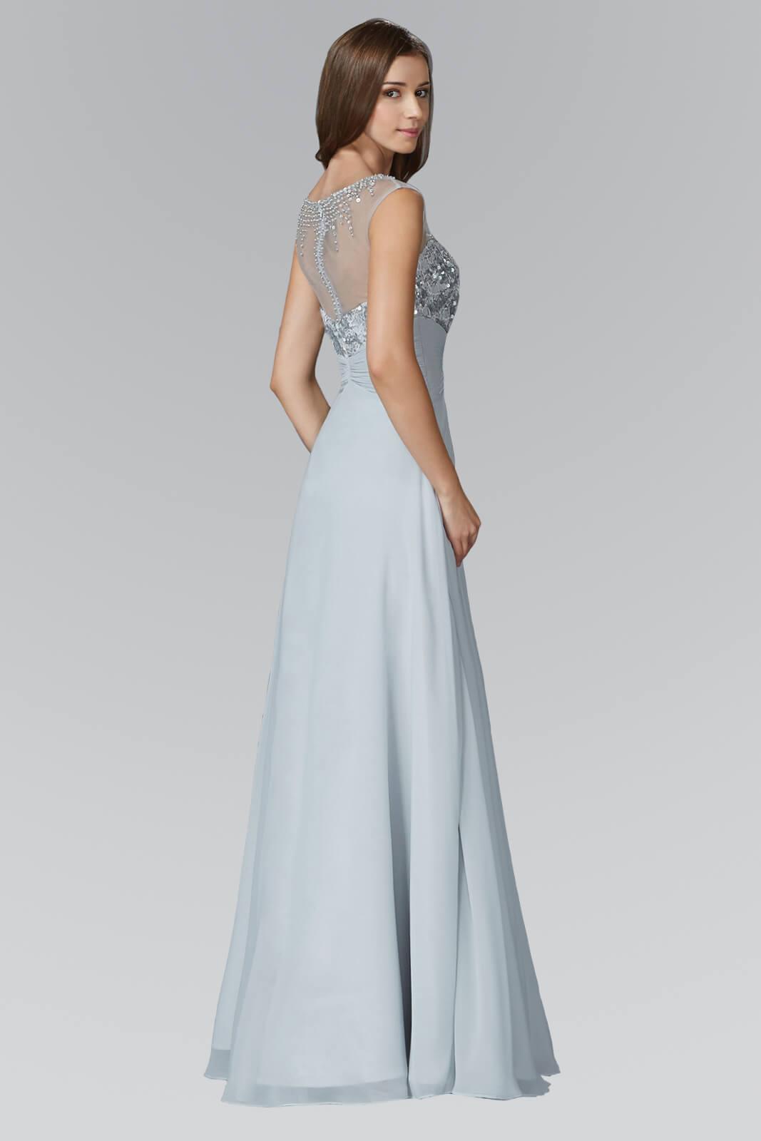 Sequin Embellished Chiffon Long Prom Dress - The Dress Outlet Elizabeth K