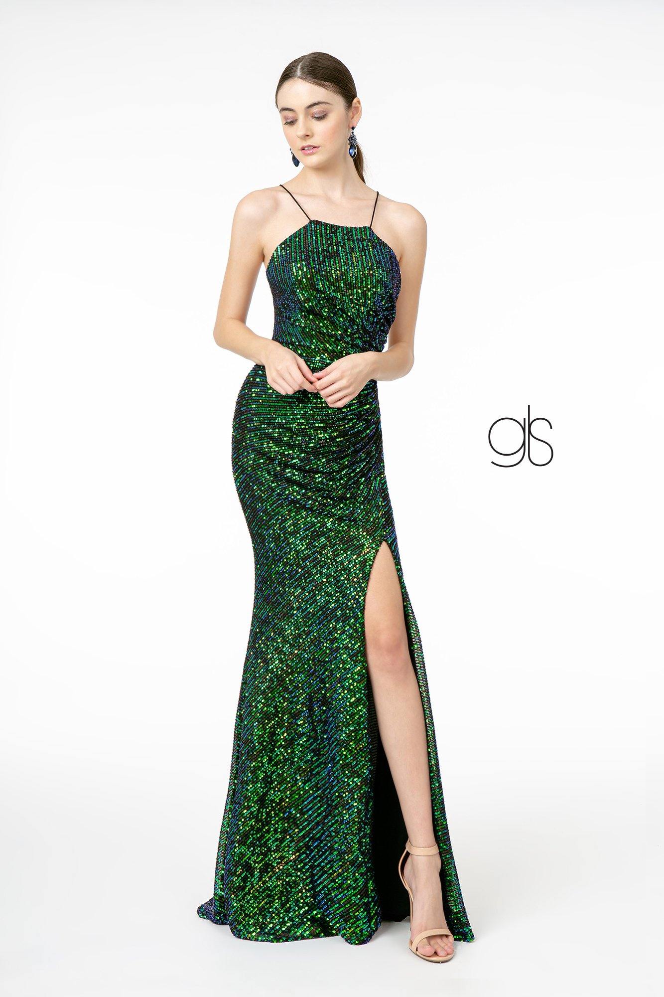 Sequin Formal Long Prom Dress Evening Gown - Green / XL Sequin Formal Long Prom Dress Evening Gown - Green / XL