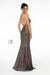 Sequin Fitted Long Prom Dress Evening Gown Navy