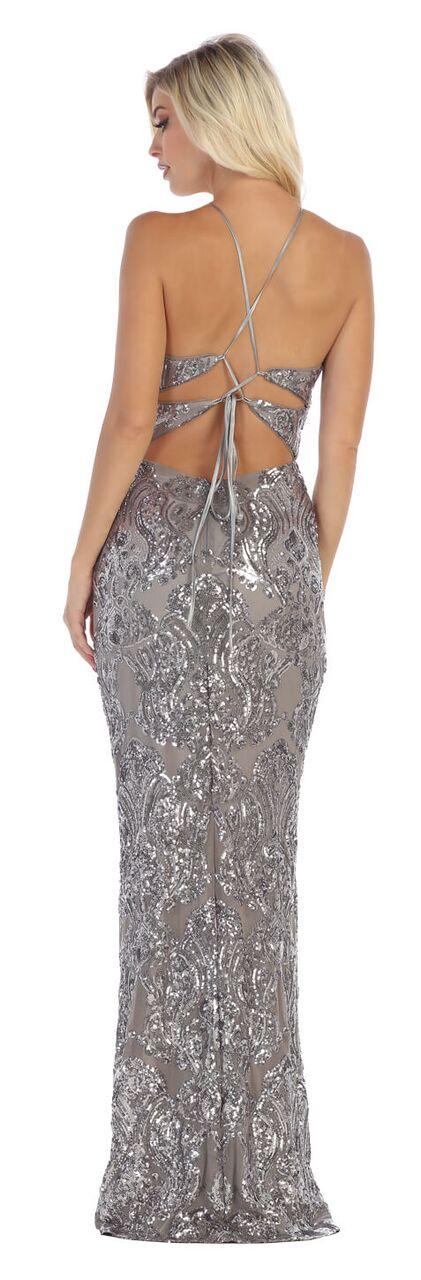 Sequin Long Beaded Open Back Prom Dress