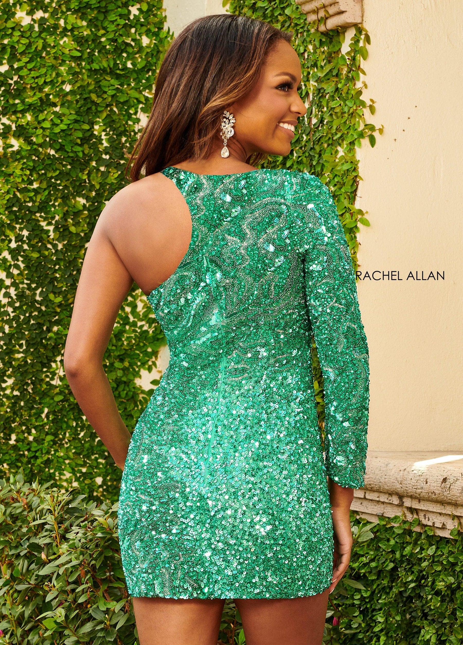 One-Shoulder Mini Sequin Cocktail Bodycon Rachel Allan 40181