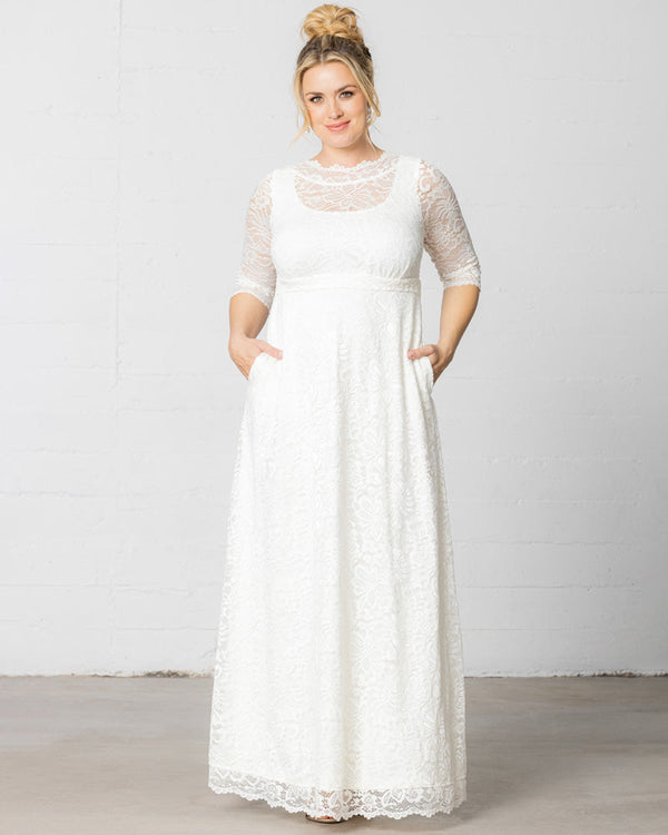 Long A Line Lace Bridal Wedding Dress Kiyonna 13170916