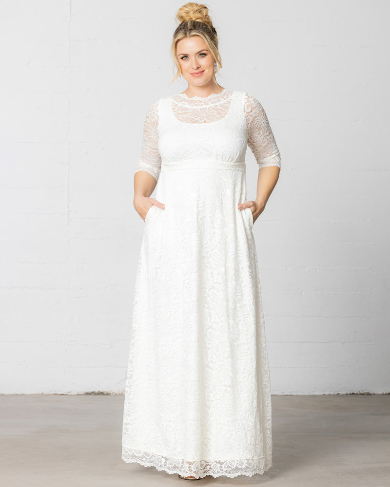 Wedding Dresses Long A Line Lace Bridal Wedding Dress Kiyonna 13170916 Ivory/White