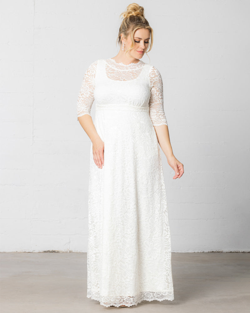 Wedding Dresses Long A Line Lace Bridal Wedding Dress Kiyonna 13170916 Ivory/White