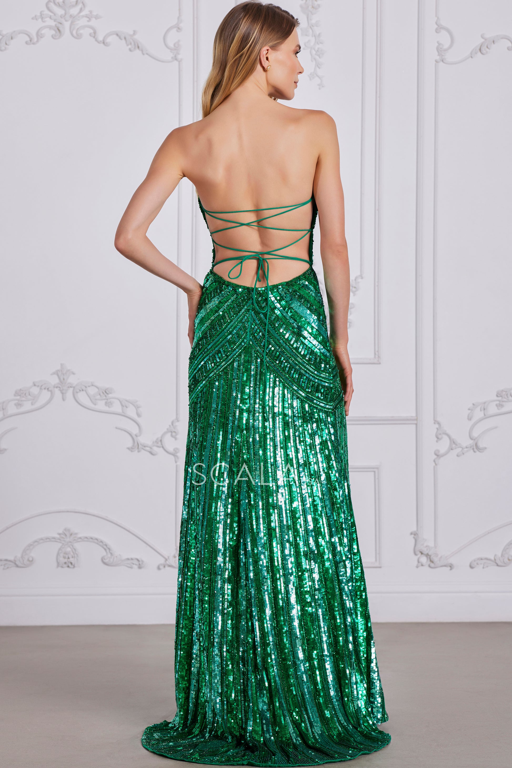 Scala 80130 Formal Sequin Long Beaded Evening Prom Dress