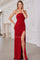 Prom Dresses Prom Long Fitted Slit Formal Beaded Evening Dress Red