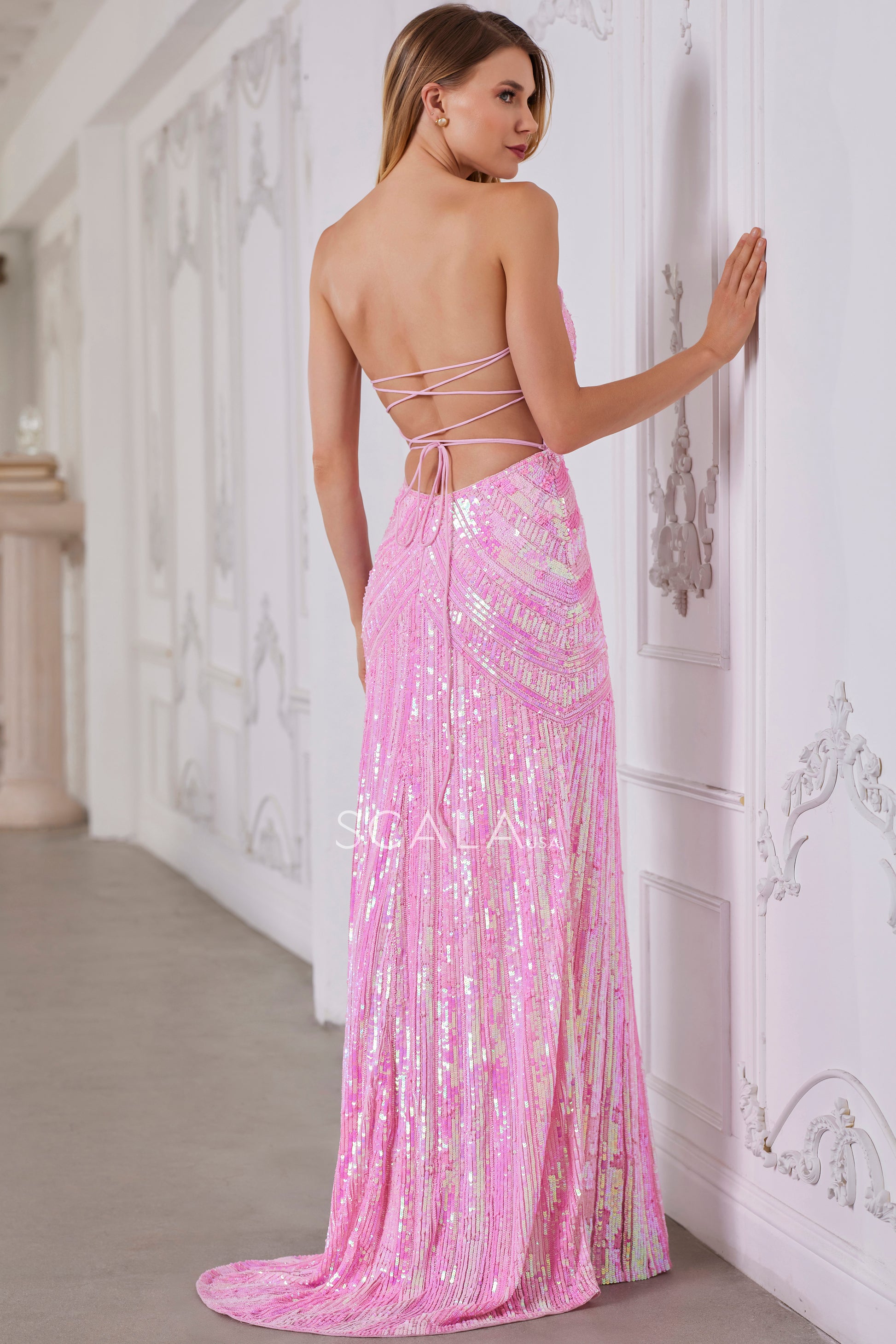 Scala 80130 Formal Sequin Long Beaded Evening Prom Dress